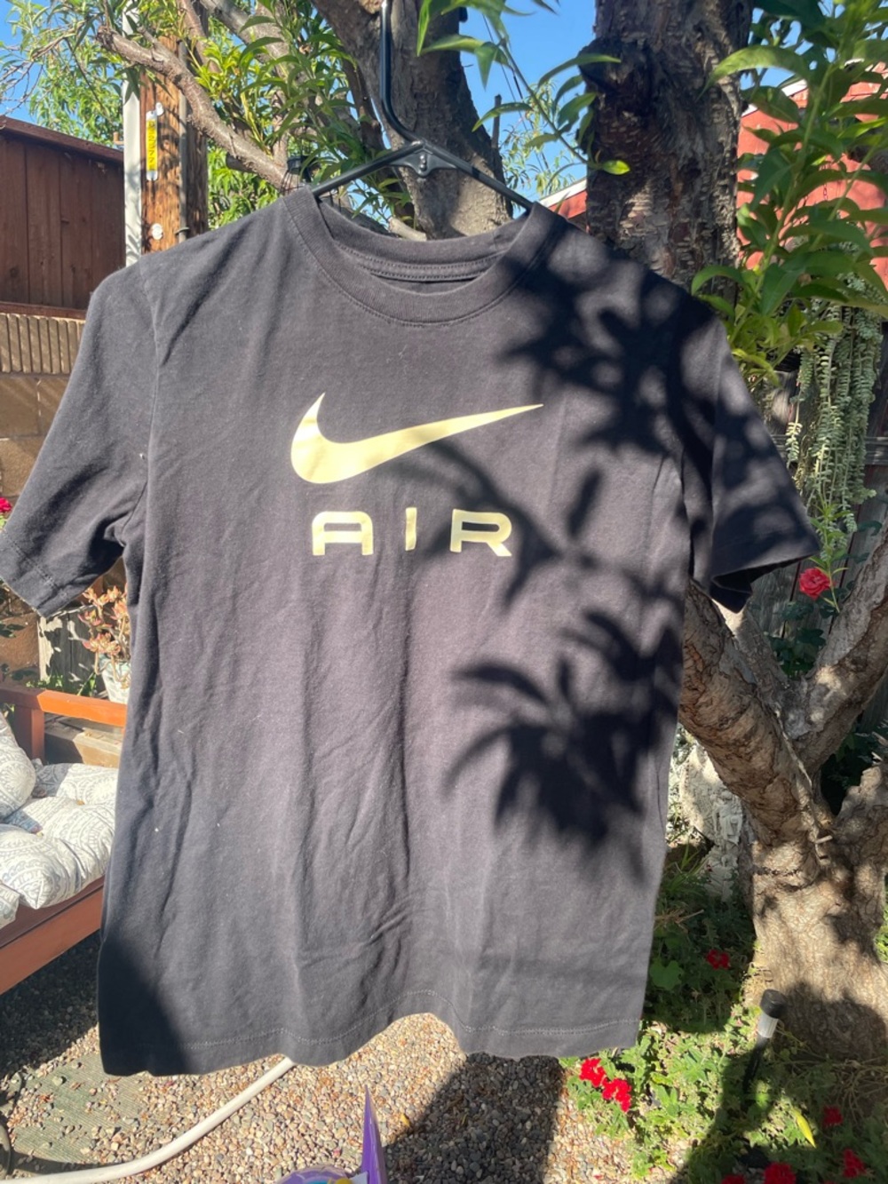Nike Black Tee with Light Gold Swoosh